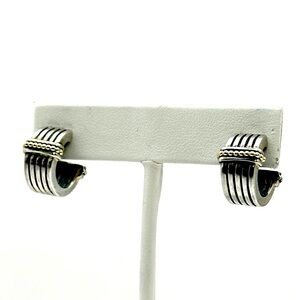 Lagos Caviar Silver & Gold Huggie Earrings